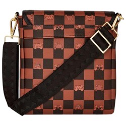 Sprayground Peeking Character Check Messenger Sling Καφέ